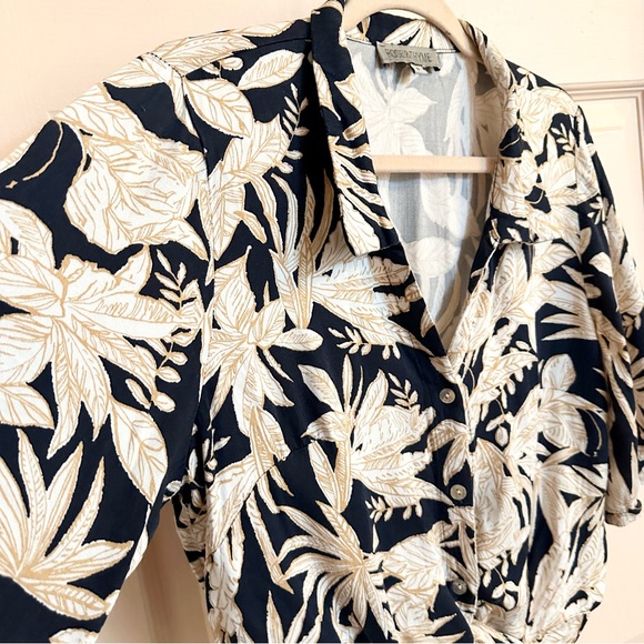 Tie front rose and thyme button up - Picture 2 of 4